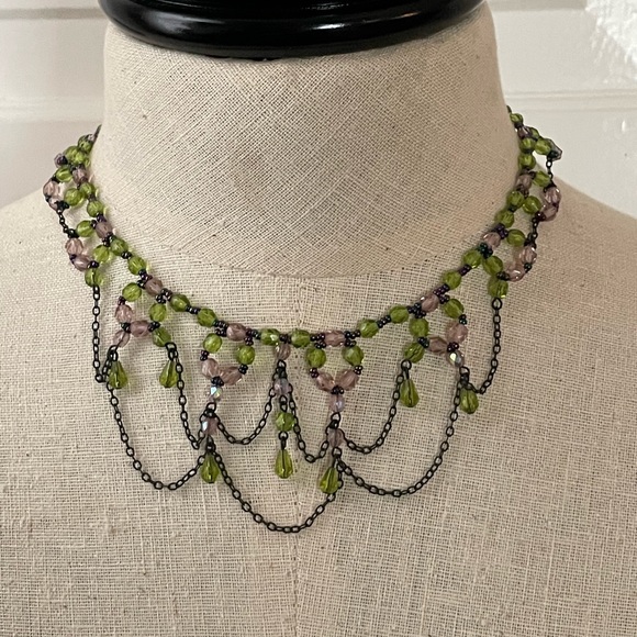 GLASS BEAD AND CHAIN NECKLACE - Picture 7 of 8
